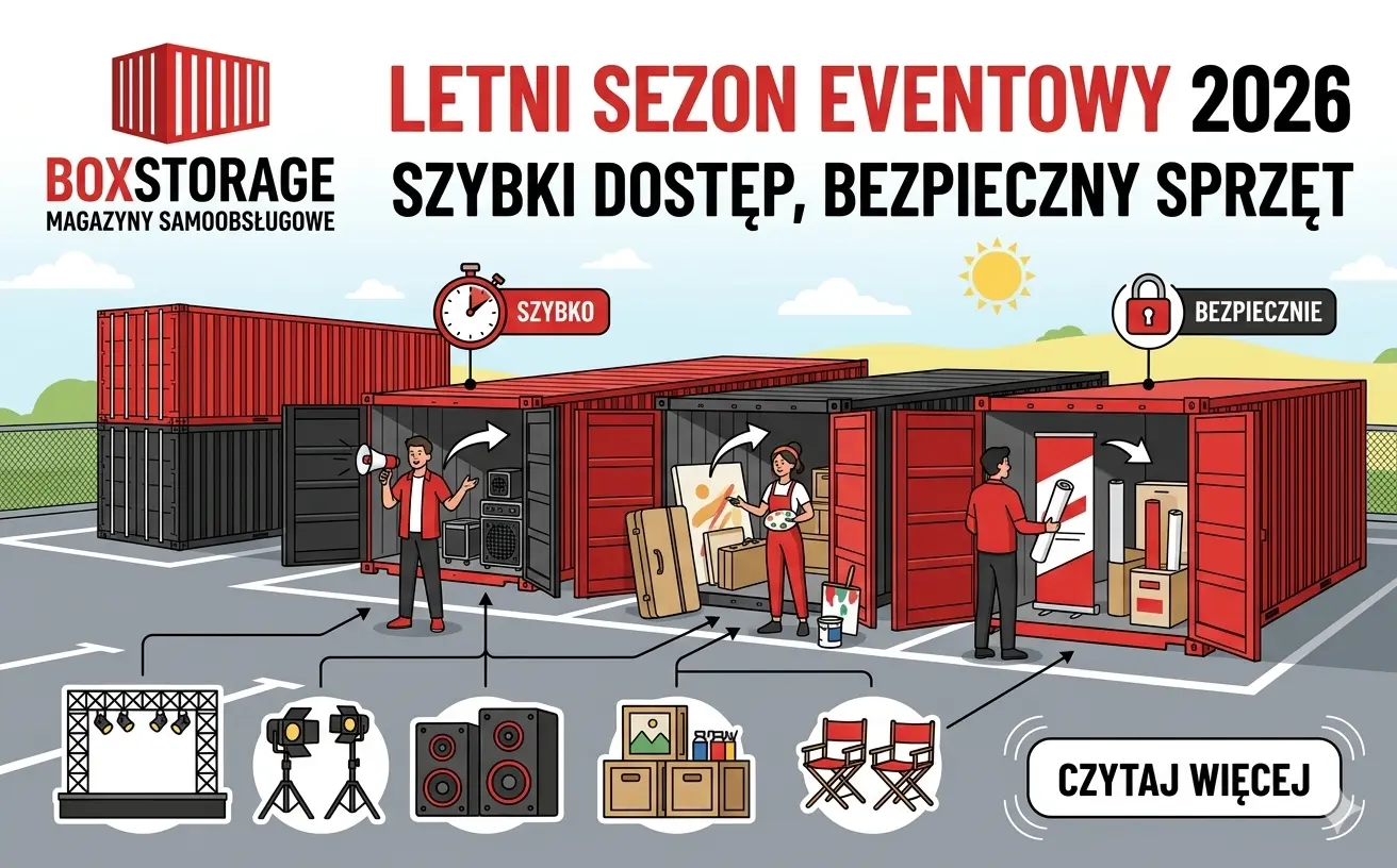 Letni sezon eventowy 2026 – dlaczego organizatorzy festiwali, artyści i wystawcy coraz częściej korzystają z magazynów self storage?